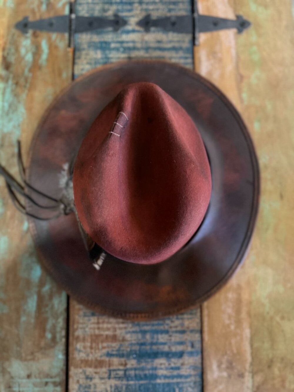 American Hat Makers XL Leather Wool Felt Fedora Feather Hat - Picture 6 of 7